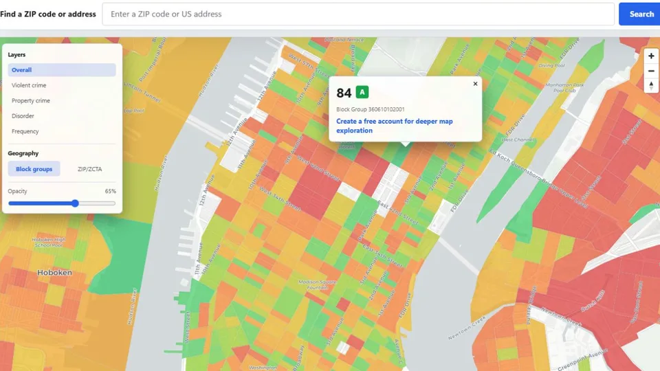 Embeddable CrimeScore neighborhood safety map